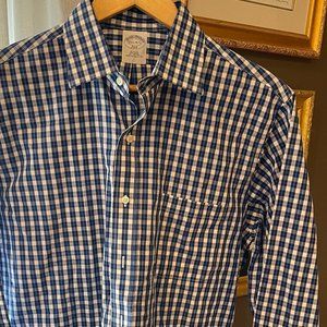 Brooks Brothers Blue Gingham Shirt - Size M 15 1/2
